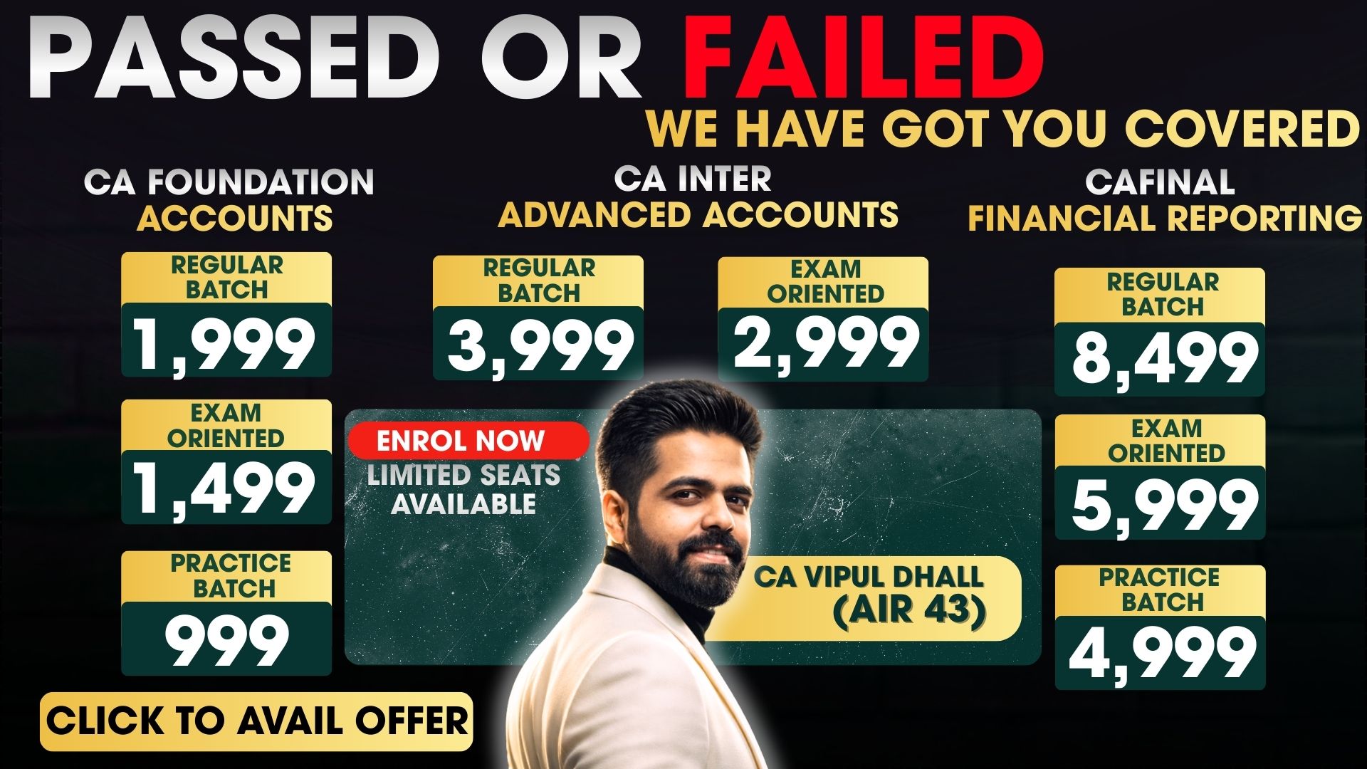 Special Result Offer - Get Flat ₹500 OFF on CA Foundation Accounts, Flat ₹1000 OFF on CA Inter Advanced Accounts, and Flat ₹500 OFF on CA Final Financial Reporting Whatsapp us on +91 93102 26047